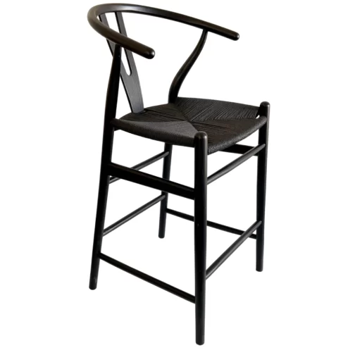 Banqueta Wishbone Full Black Kraft