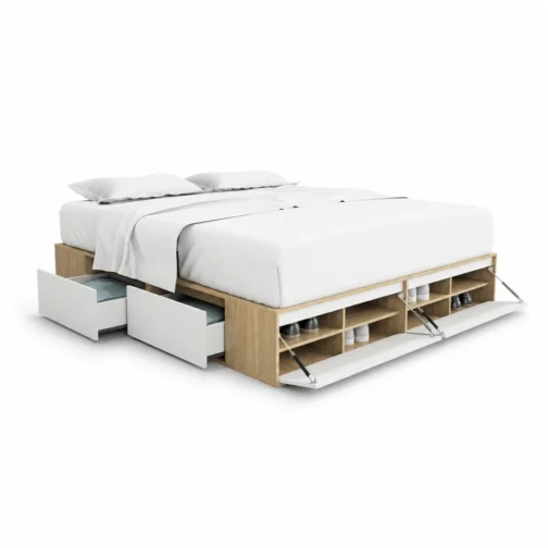 CAMA BOX 1,80M – 4 CAJONES + 2 PUERTAS REBATIBLES