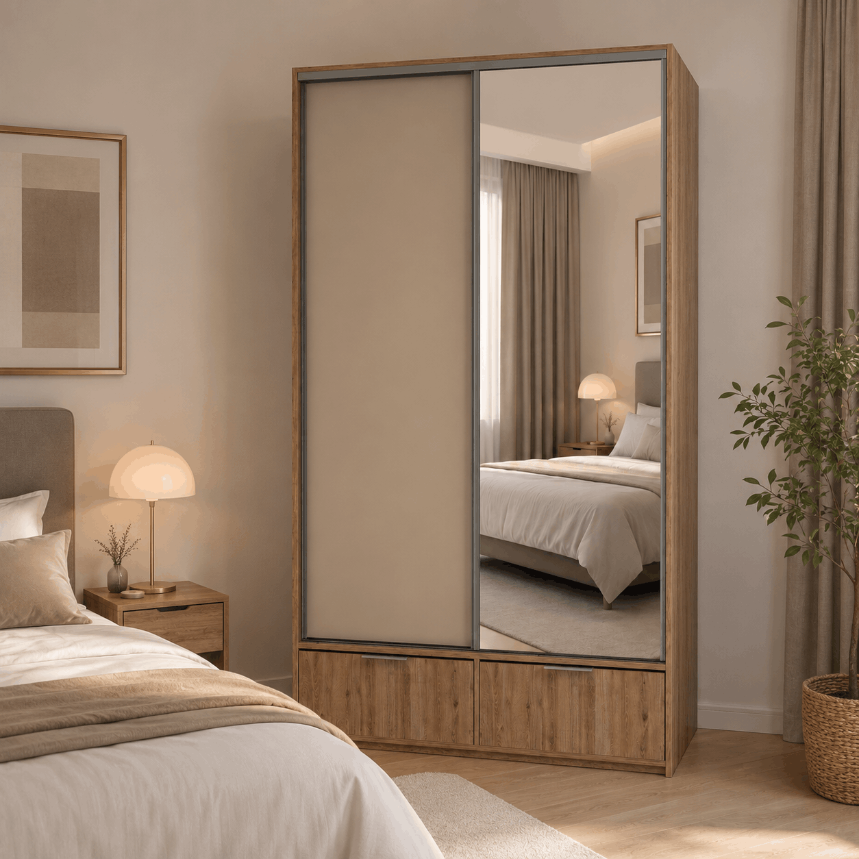 ROPERO DUO 2 1,20M PUERTAS CORREDIZAS CON ESPEJO - Imagen 3