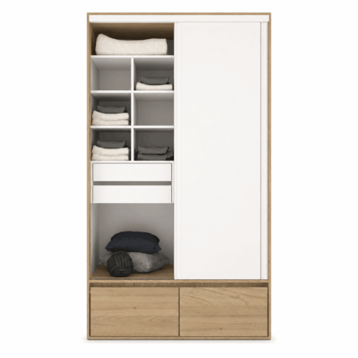Placard 1,20M 2 puertas corredizas – 2 Cajones/Zapateros
