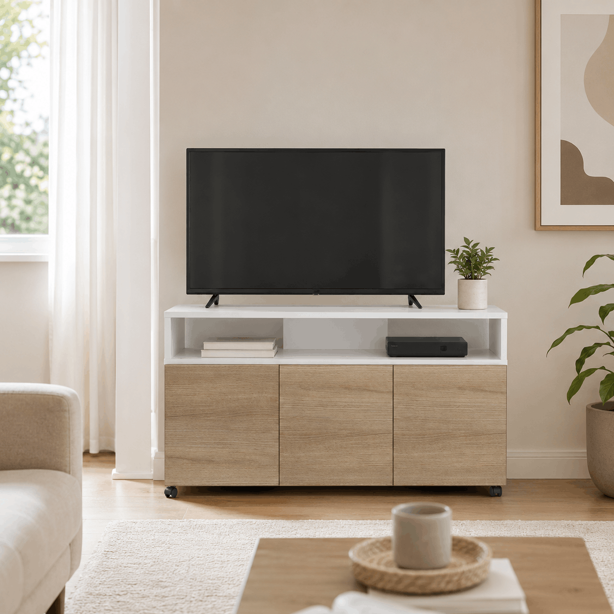 RACK TV 1,20mts CON RUEDAS 3 PUERTAS - Imagen 3