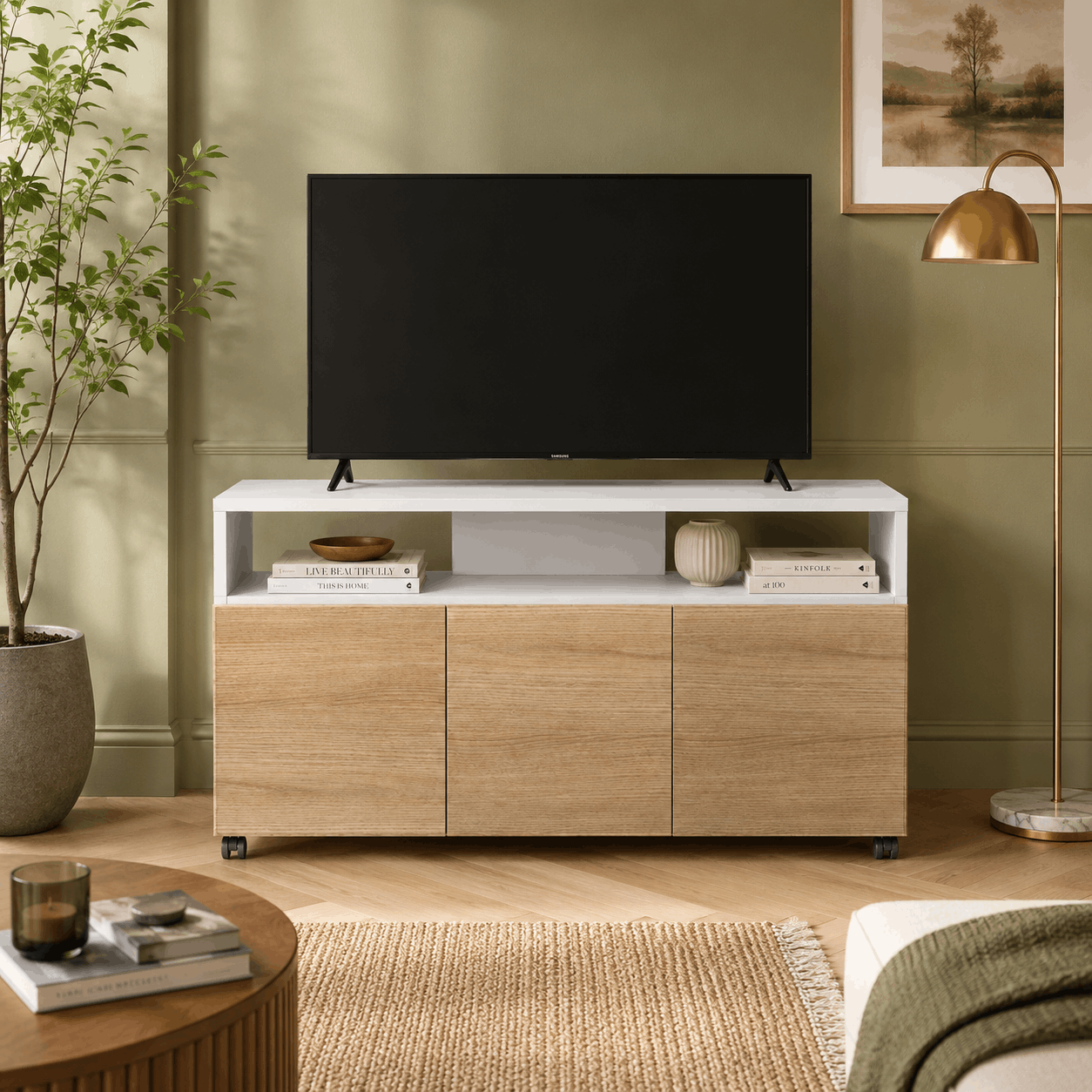 RACK TV 1,20mts CON RUEDAS 3 PUERTAS - Imagen 2
