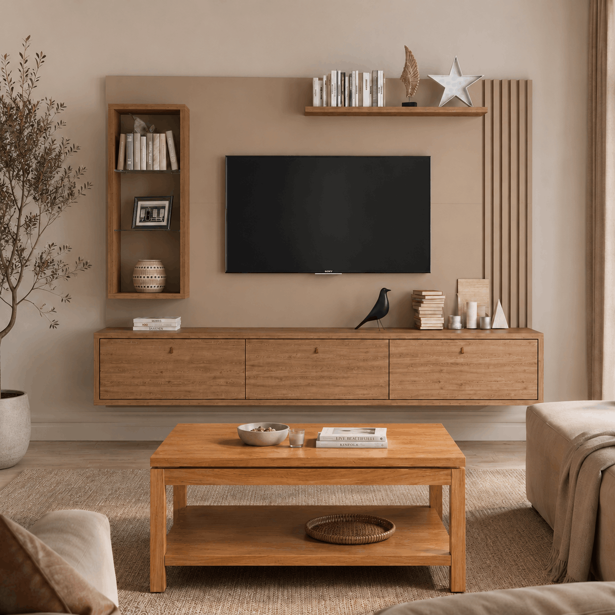 PANEL VARILLADO HASTA 65'' CON 3 PUERTAS BASCULANTES Y 3 ESTANTES - Imagen 2
