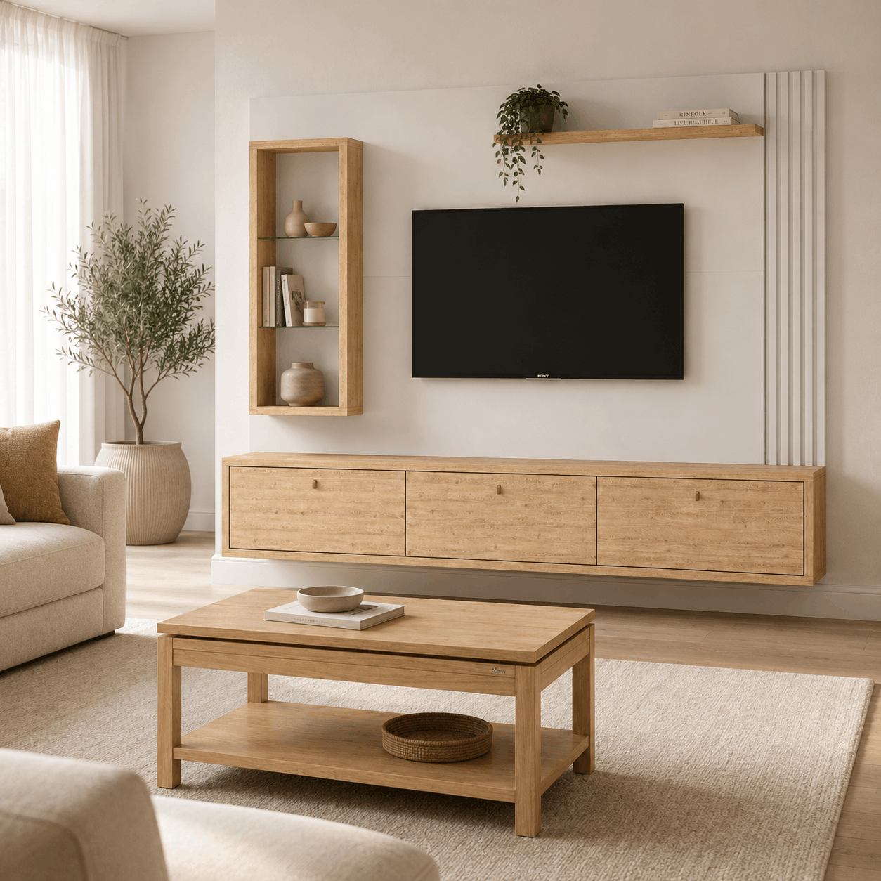 PANEL VARILLADO HASTA 65'' CON 3 PUERTAS BASCULANTES Y 3 ESTANTES - Imagen 3