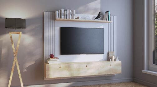 PANEL VARILLADO HASTA 65'' CON 3 PUERTAS BASCULANTES Y 3 ESTANTES - Imagen 4