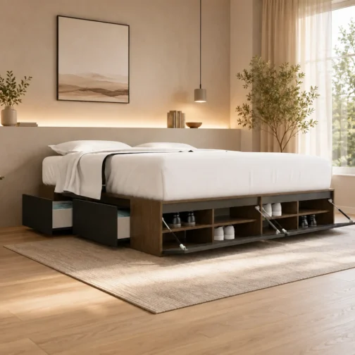 CAMA BOX 1,80M – 4 CAJONES + 2 PUERTAS REBATIBLES
