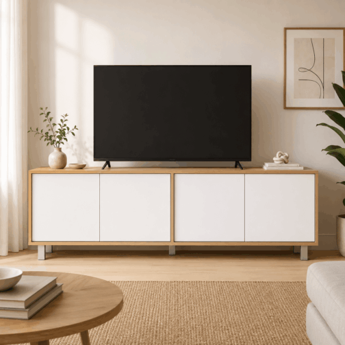 MESA DE TV HASTA 75″ 4 PUERTAS 1.80M LINEA MINIMAL