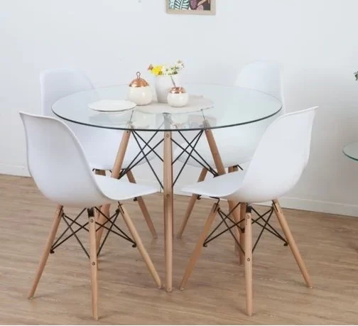 MESAS EAMES REDONDA DE VIDRIO – 1,20mts