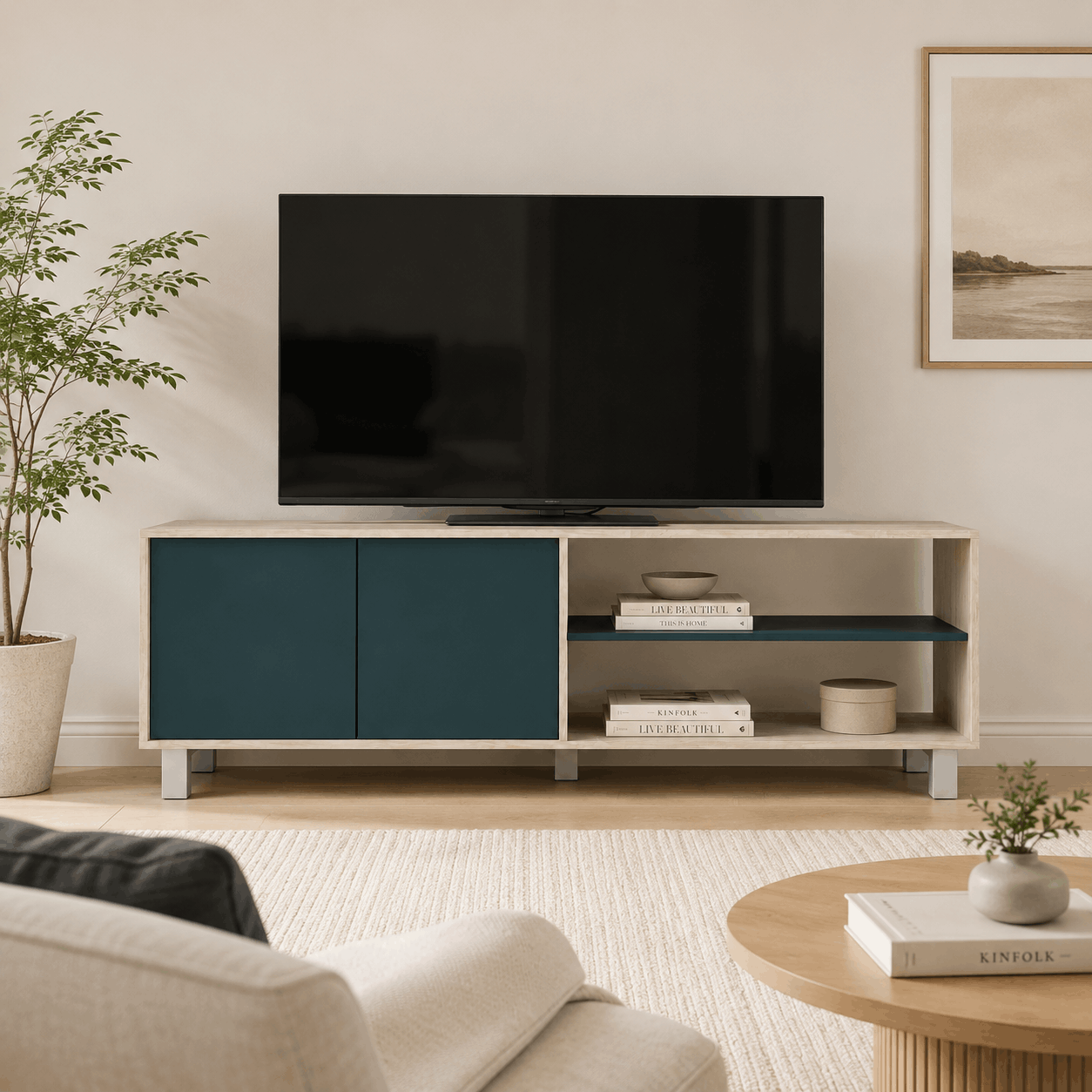 MESA DE TV HASTA 75" 2 PUERTAS 1,80M LINEA MINIMAL - Imagen 3