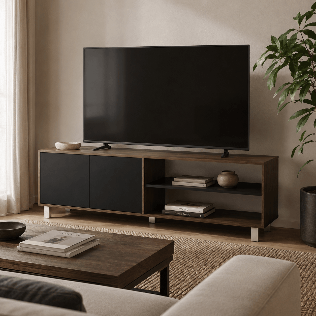 MESA DE TV HASTA 75" 2 PUERTAS 1,80M LINEA MINIMAL - Imagen 5