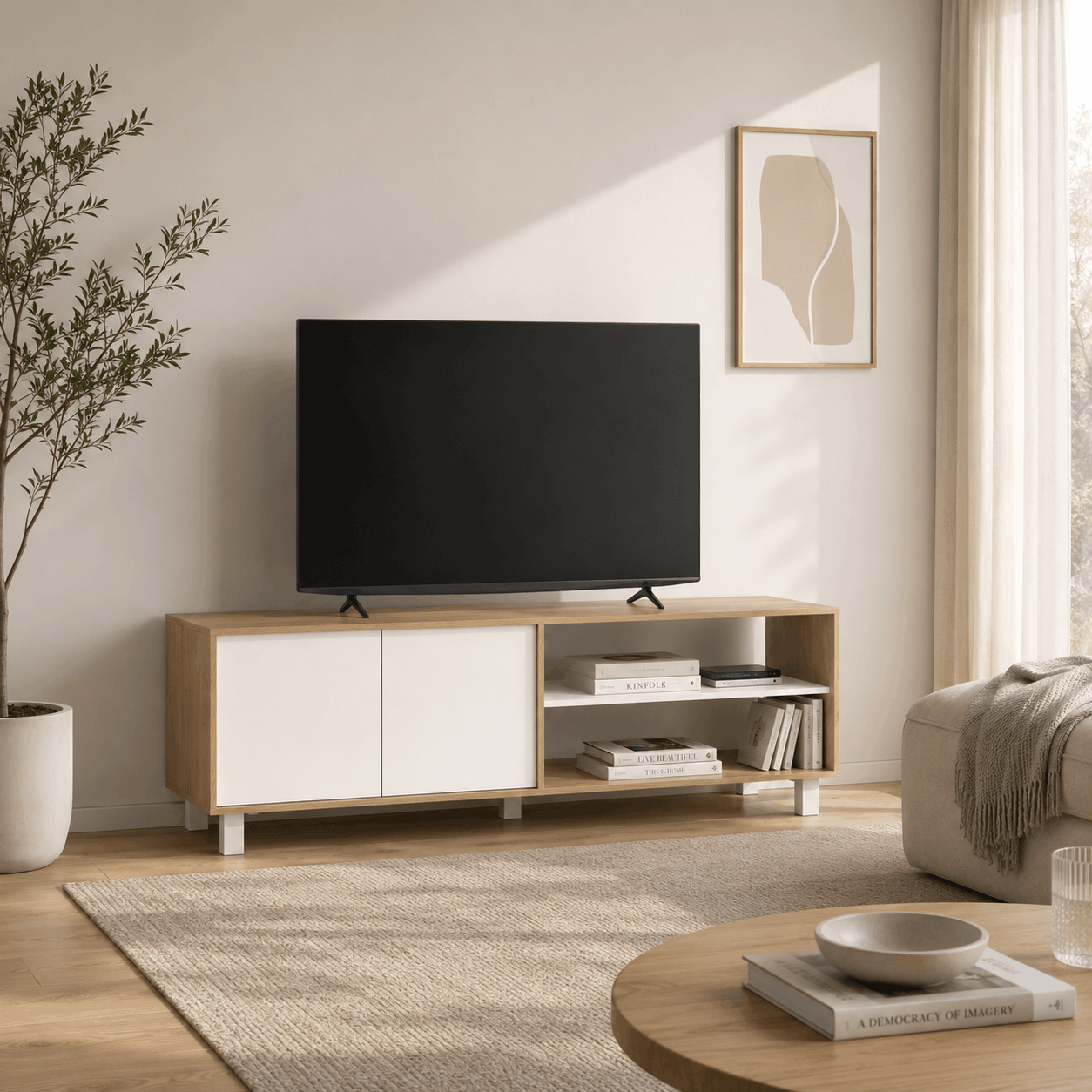 MESA DE TV HASTA 75" 2 PUERTAS 1,80M LINEA MINIMAL - Imagen 6