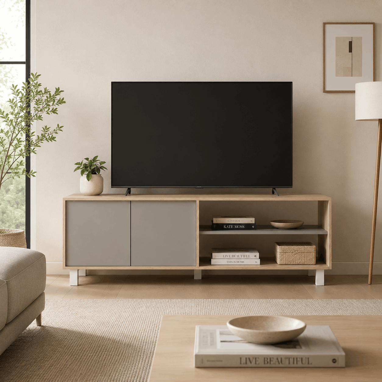 MESA DE TV HASTA 75" 2 PUERTAS 1,80M LINEA MINIMAL - Imagen 7