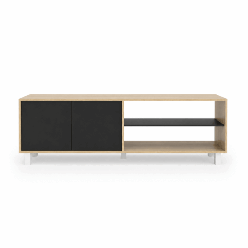 MESA DE TV HASTA 75″ 2 PUERTAS 1,80M LINEA MINIMAL – Combinado Olmo Negro