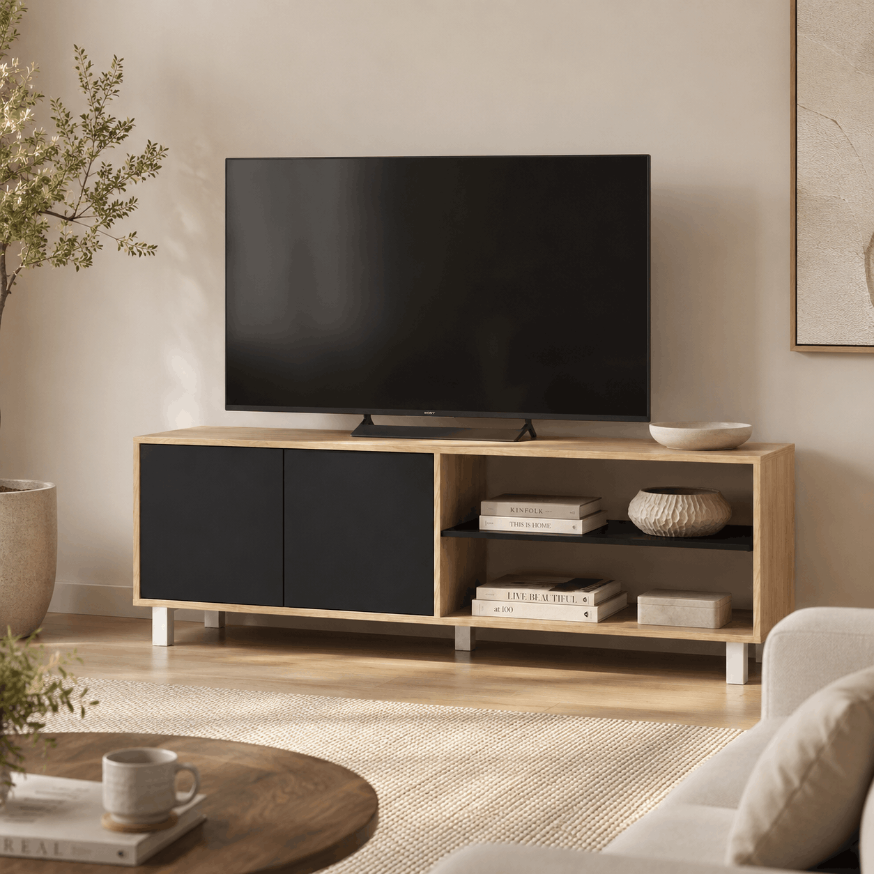 MESA DE TV HASTA 75" 2 PUERTAS 1,80M LINEA MINIMAL - Imagen 9