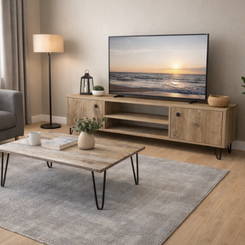 COMBO LINEA INDUSTRIAL – RACK TV 1,40M + MESA RATONA