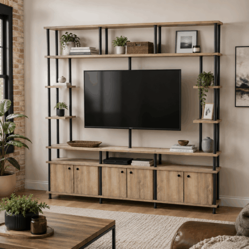 RACK DE TV INDUSTRIAL 192X200M ATKAMA/NEGRO