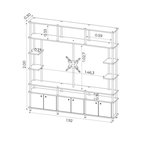 RACK DE TV INDUSTRIAL 192X200M ATKAMA/NEGRO - Imagen 7