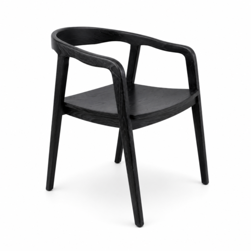SILLA BALI CURVA MADERA TEKA – Negra