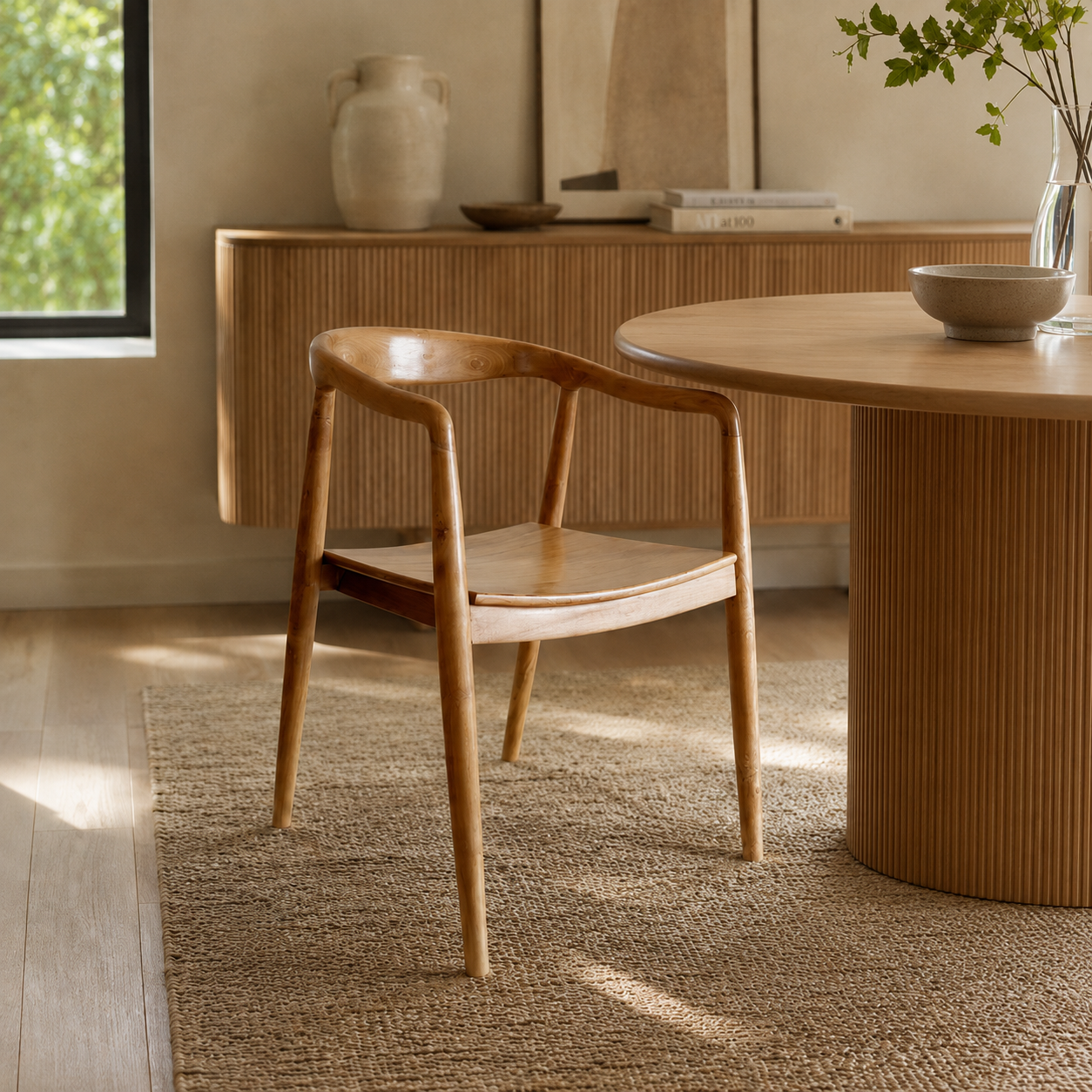 SILLA BALI CURVA MADERA TEKA - Imagen 2