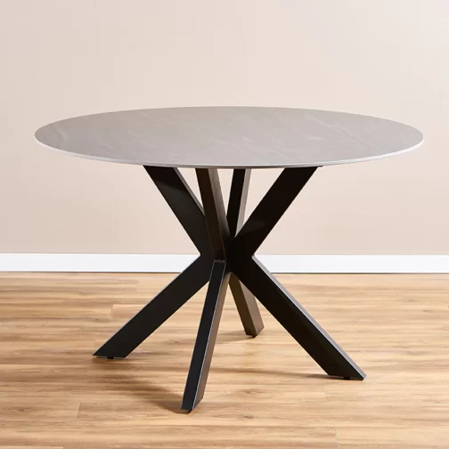 MESA REDONDA 120M SIMIL MARMOL BASE NEGRA