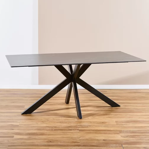 MESA RECTANGULAR 180M SIMIL MARMOL BASE NEGRA