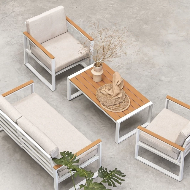 SET BAHIA 3 CUERPOS BLANCO Y BEIGE -JD/1381/ BEIGE - Imagen 5