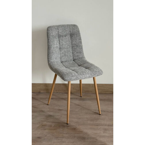 Silla Milano Chenille Gris Oscuro Base Natural