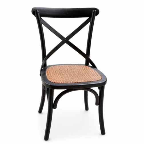 Silla Cross negra con cruz de madera