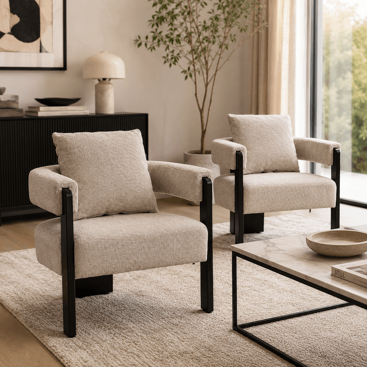 Sillón Brera Chenille Base Negra - Imagen 3